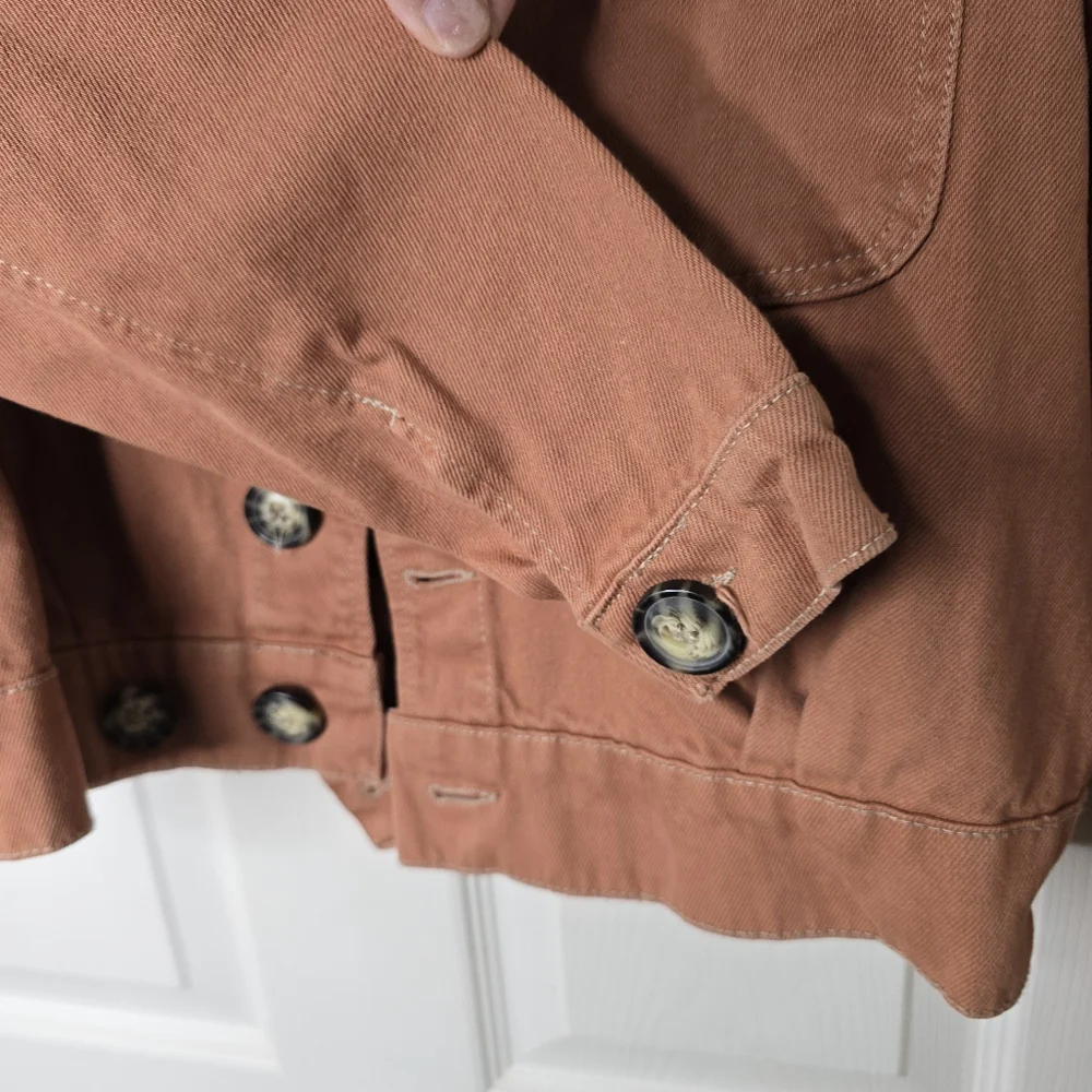 Free People terra cotta Button front shacket womens long sleeve S - Picture 4 of 12